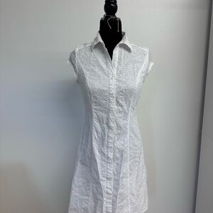 Autograph White Cotton Eyelet Dress